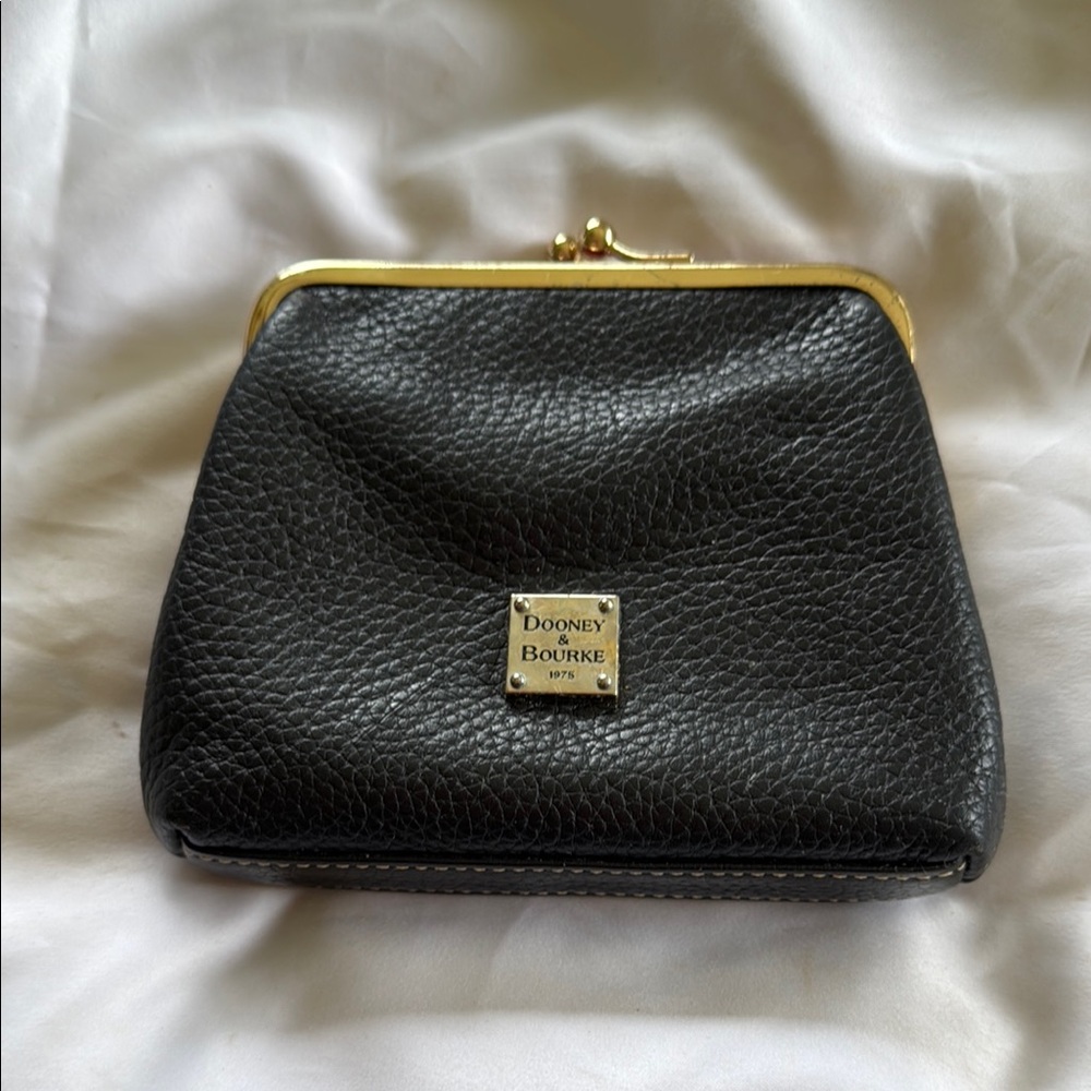 Dooney & Bourke Black Leather Wallet with Gold Accents